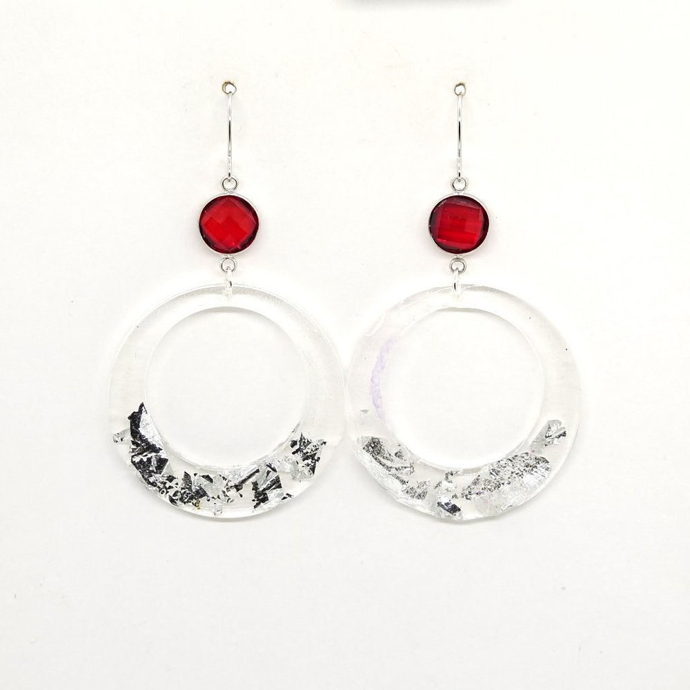 Red Crystal Circle Earrings